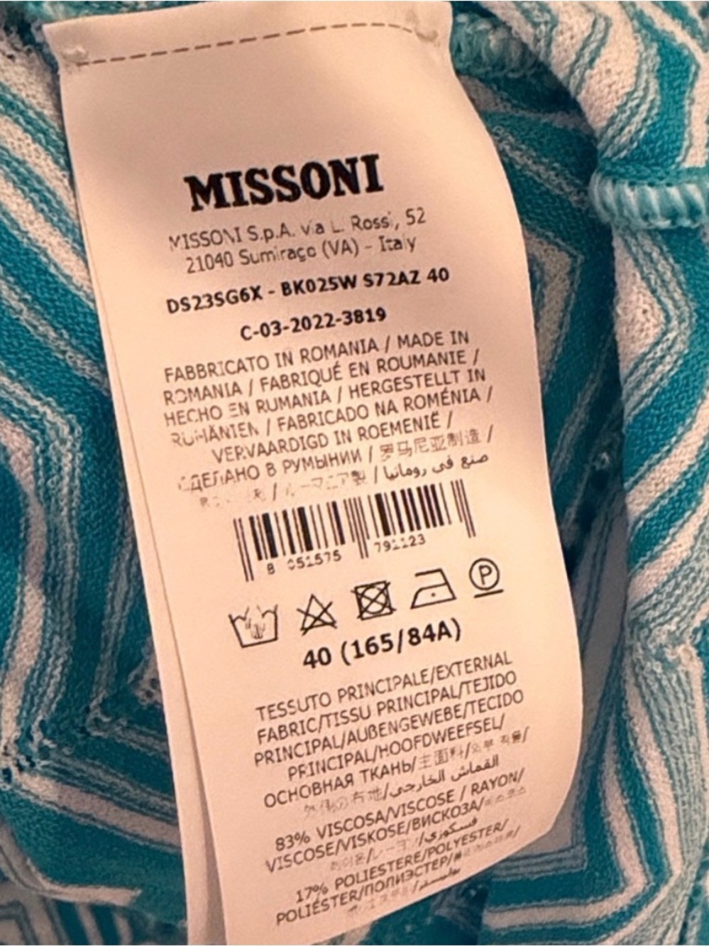 Missoni Teal & White Striped Knit dress - Picture 5 of 7